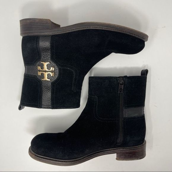 TORY BURCH Women's Size 6.5 Alaina Ankle Boots Booties  Black Suede 5451 - Picture 6 of 9